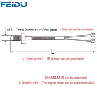 Sonde de température à thermocouple en acier inoxydable avec fil de blindage, vis de type K E M6