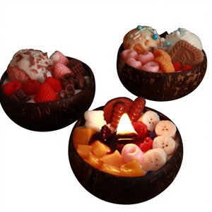 Vela de Smoothie em Tigela de Coco Personalizada, Vela de Cera de Soja para Sobremesas com Marca Própria para Atacado, Decoração Estética Tropical para Casa - Product Image 6