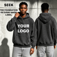 Sudadera SEEK 420 GSM para Hombre, Color Gris Carbón, Lavada, Talla Grande, Logotipo Personalizado, Ropa Urbana, Proveedor Mayorista