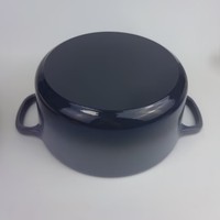 Cocotte en fonte émaillée classique gris ardoise avec couvercle, compatible induction, résistante à la chaleur, facile à nettoyer