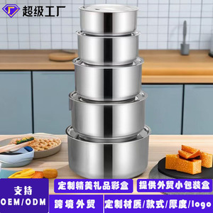 Ensemble de casseroles en acier inoxydable 5 pièces avec couvercle, design profond, compatible four, antirouille, pour usage en cuisine - Product Image 5