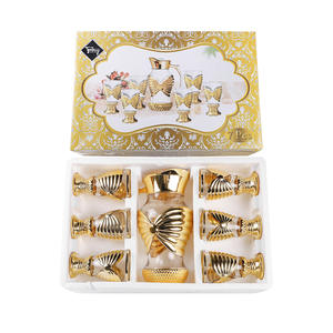 Verre à vin transparent de luxe de haute qualité Gold Metdisc, style classique et moderne, pour espresso, café, thé, style arabe et turc - Product Image 5