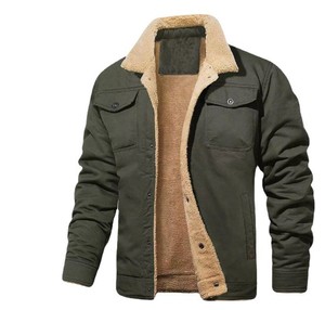 Veste d'hiver chaude pour homme, col rabattu, boutonnée, doublée en sherpa, tendance et en promotion - Product Image 5