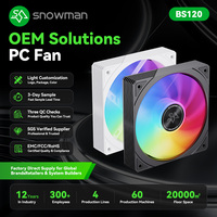 Ventilateur de boîtier PC SNOWMAN BS120-ARGB-BK 120mm Noir ARGB 76.8CFM à haut débit d'air, roulement hydraulique PWM, synchronisation 5V 3 broches, vente en gros