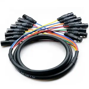 Cabo de áudio multicanais, cabo de áudio multicanal de 8 vias, linha de som e sinal, conector macho xlr de 3 pinos