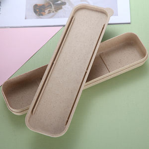 Ensemble de <span class=keywords><strong>3</strong></span> pièces de baguettes fourchette cuillère de voyage avec boîte de blé Protection de l'environnement naturelle Blé - Product Image 4