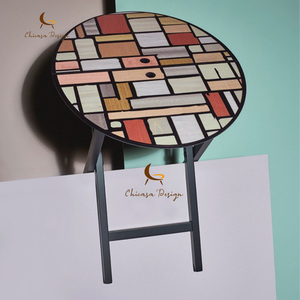 Wholesale Modern <b>Folding</b> Solid Wood Side <b>Table</b> for Living Room Parquet Inlay Top Home Furniture - Product Image 3