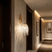 Applique murale de luxe en cristal K9 avec pampilles dorées, lampe murale LED moderne, luminaire de haute qualité pour villa, chambre et salon
