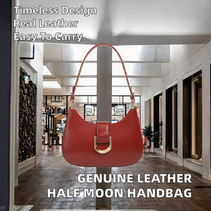 Sac à main bandoulière demi-lune en cuir de vachette véritable pour femme, style vintage anglais, motif bonbon, portable, idéal pour l'été, vente en gros - Product Image 2