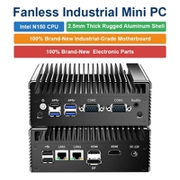 Mini PC industriel sans ventilateur Intel N100 N150, boîtier, Windows 10 11 Linux, serveur IA, mini PC puissant, 2 LAN, 4 RS232 COM, rail DIN, 9~36V
