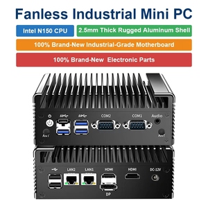 Mini PC Industrial Sin Ventilador Intel N100 N150, Windows 10/11, Linux, Servidor IA, Mini PC Potente, 2 LAN, 4 RS232 COM, Riel DIN, 9~36V - Product Image 1