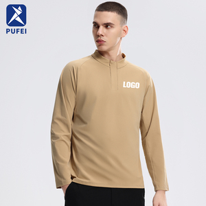 Top de deportes al aire libre para hombres, cuello de aterrizaje, manga larga, media cremallera, <span class=keywords><strong>ropa</strong></span> para correr de secado rápido para otoño para viajes urbanos - Product Image 1