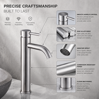 Robinet de lavabo monocommande moderne en nickel brossé, à montage sur plan, pour lavabo à poser, en alliage de zinc, vente en gros
