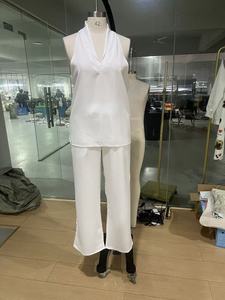 Conjunto de Dos Piezas para <span class=keywords><strong>Mujer</strong></span>, Estilo Europeo Americano 2026, Chaleco Holgado sin Mangas con Hombros Descubiertos, Pantalones Anchos Casuales de Verano - Product Image 6