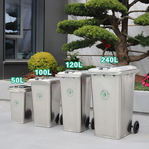 Custom 240L Stainless Steel Garbage <strong>Bin</strong> with Lid Roller Portable Large 120l <strong>Metal</strong> Trailer Style 100L Outdoor Trash Can Ash-<strong>bin</strong> - Product Image 1