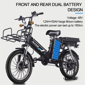 Bicicleta Eléctrica Multiusos de 48V con Doble Batería de Litio, Bicicleta Eléctrica de Largo Alcance para Entrega de Comida - Product Image 3