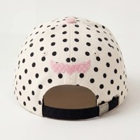 Gorra de Béisbol Personalizada de Alta Calidad, Gorro de Sarga de Algodón de 6 Paneles con Estampado de Puntos, Bordado de la Suerte, Venta al por Mayor OEM ODM