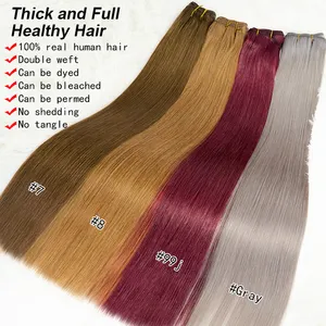 Hot Sell Remy Tape In Hair Extensions Weft 100% Human Hair Bundles Virgin Flat Weft Hair Extensions