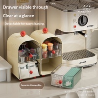Boîte de rangement de bureau en plastique, multi-niveaux, transparente, style japonais, organiseur de maquillage, pour cosmétiques, outils de nettoyage, papeterie