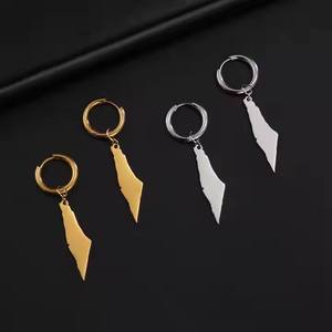 Pendientes Colgantes de Acero Inoxidable con Mapa de Palestina, Plateados en Plata, Oro de 18k y Oro Rosa - Product Image 4