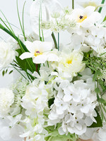 Composition florale artificielle en soie de lys calla blancs et verts pour arche de mariage, toile de fond, décoration florale personnalisable, durable, faite à la main, pour événements