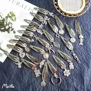 ปิ่นปักผมธรรมดารูปรูกลมขนาด5ซม. สำหรับเด็กเครื่องประดับผมบูติกพร้อมคลิปหนีบผมโลหะทรงหยดน้ำตา - Product Image 4