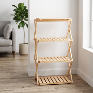 Étagère en bois de radiata naturel – Meuble de rangement à 2/3/4 niveaux, capacité de 5 kg par niveau pour buanderie et salon - Product Image 1