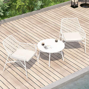 Conjunto de Mesa <span class=keywords><strong>y</strong></span> Sillas de Comedor Modernas para Exteriores, Mesa Redonda de Aleación de Aluminio para Patio, Balcón o Recepción - Product Image 4