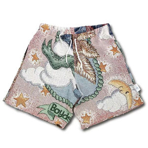Produttore all'Ingrosso di Pantaloncini Personalizzati in Tessuto Jacquard Misto Policotone con Motivi Cartoon, Stile Hip Hop con Elastico in Vita - Product Image 1
