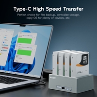 محطة تكثير الأقراص الصلبة MAIWO K3084CL بـ 4 فتحات SATA، محول USB-C خارجي بسرعة 5 جيجابت/ثانية، لقراءة وكتابة الأقراص الصلبة 2.5/3.5 بوصة، بدون الحاجة لأدوات، مصنوعة من البلاستيك