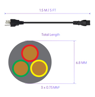 Cables de Alimentación con Certificación CE, RoHS, UKCA y CCC de Venta Caliente de Fábrica Sipu, Enchufe del Reino Unido para Computadora Portátil