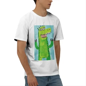 Camiseta ajustada de manga corta de algodón peinado para hombre, 240 gramos, serigrafía con etiqueta personalizada para cualquier temporada - Product Image 5