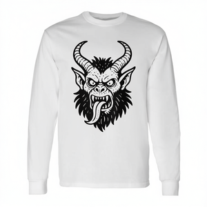 T-shirt a maniche lunghe Krampus Christmas Horror con design spaventoso per le vacanze - Product Image 2