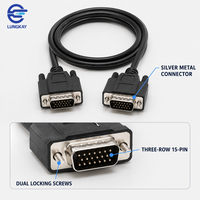 Kabel Monitor VGA Male to Male HD15 LUNG KAY, Pin Berlapis Emas, Pelindung Tembaga untuk Proyektor, Custom OEM ODM
