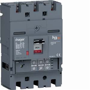 HMT250JR ปรับแต่งได้ตามความต้องการด้วยเซอร์กิตเบรกเกอร์แบบหล่อขึ้นรูปของ Hagers รุ่น h3+ P250 LSI 3P 50kA 250A - Product Image 1