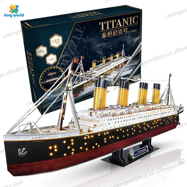 OEM ODM personalizado juguete educativo 3D rompecabezas Titanic ensamblar juguetes RMS modelo Kits LED 3D rompecabezas para niños adultos