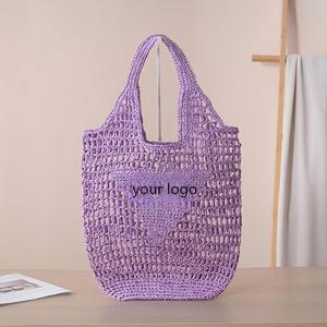 Borsa <span class=keywords><strong>da</strong></span> Spiaggia Artigianale Estiva/Autunnale/Invernale per <span class=keywords><strong>Donne</strong></span> con Tessuto in Paglia Personalizzabile, Chiusura Aperta, Design Trendy Ricamato - Product Image 3