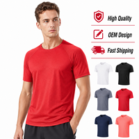 T-Shirt Sportiva da Uomo Traspirante in Tessuto Morbido Elasticizzato, Design Personalizzato OEM, Logo Stampato, Anti-Pilling, Alta Qualità