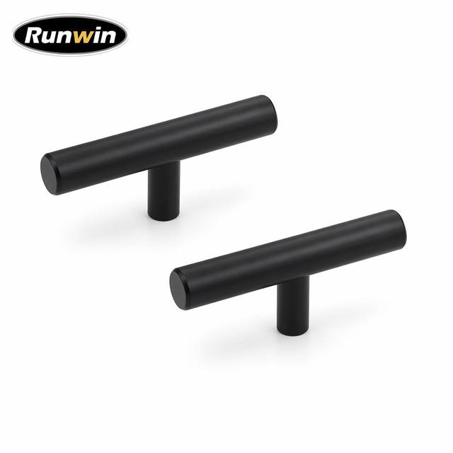 Runwin JL-SS-PU1142E OEM Modern Hollow Stainless Steel SUS201 T Bar Furniture Handle 96-320mm Matte Black Brushed Durable Knobs