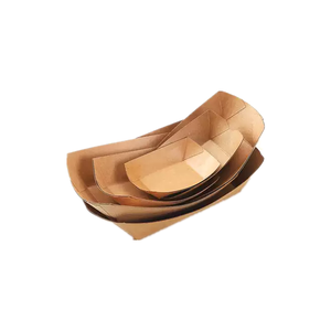 Barquettes alimentaires jetables en papier kraft, petites, recyclables, écologiques, pour plats à emporter - Product Image 1