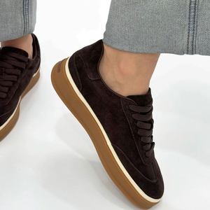 Chaussures de skate rétro en daim à lacets, économiques, respirantes, légères, antidérapantes, résistantes à l'usure, semelle épaisse, couleurs assorties, pour le quotidien - Product Image 6