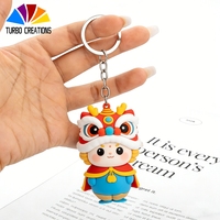 Porte-clés personnalisé du Nouvel An chinois en 3D et 2D, respectueux de l'environnement, accessoires en caoutchouc PVC silicone, porte-clés en vrac personnalisé