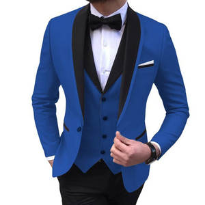 Venta caliente trajes de negocios para hombres esmoquin de graduación sólido con solapa chal ajuste Regular Cierre de doble botonadura moda Formal 3 piezas - Product Image 5