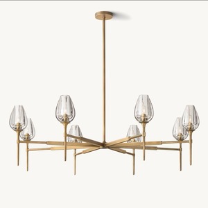 Grand lustre <span class=keywords><strong>Piaf</strong></span> pour salon, salle à manger, hôtel, villa, éclairage intérieur, luminaires en laiton, lustre en tissu à branches - Product Image 3