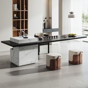 Conjunto de Mesa y Sillas de Madera Sólida de Estilo Moderno y Minimalista para Sala de Estar, Oficina o Preparación de Té - Product Image 2
