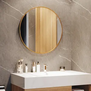 High Quality Metal Framed Explosion Proof Punch Free Wall Mounted Home Decor Dressing Bedroom Round Bathroom Mirror