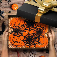 Sous-verres en feutre pour Halloween, motifs citrouille et toile d'araignée, pour bars et cuisines, en feutre, jaune et noir