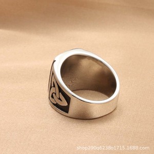 Men's Square Epoxy Resin Titanium Steel <b>Ring</b> Retro <b>Silver</b> Geometric Design Gift Jewelry - Product Image 4