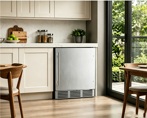 Vitrina refrigerada comercial moderna de acero inoxidable con una sola puerta, enfriador eléctrico de bebidas para hotel, cafetería, supermercado - Product Image 1
