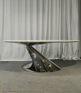 <span class=keywords><strong>Table</strong></span> à manger en marbre blanc <span class=keywords><strong>de</strong></span> luxe importé d'Italie, béton victorien, pierre frittée, 8 places, ensemble <span class=keywords><strong>de</strong></span> salle à manger pour 10 personnes - Product Image 2